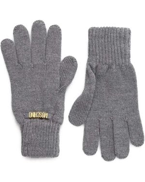 Moschino Logo-Lettering Gloves - Grey