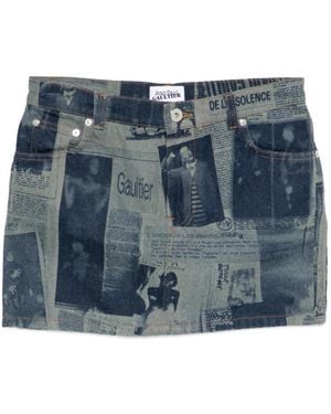 Jean Paul Gaultier Newspaper Print Mini Skirt - Blue