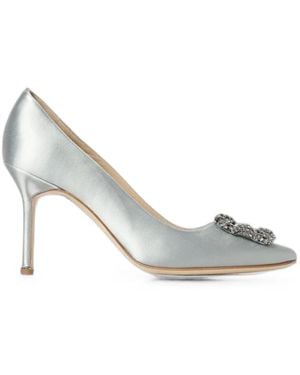 Manolo Blahnik Zapatos De Tacón Hangisi Con Hebilla Enjoyadas - Metálico