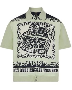 CAMILLA Knit Sleeve Print Shirt - Grey
