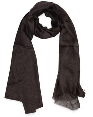 LA ROSE Frayed-Edge Scarf - Black