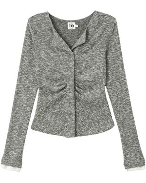 B+ AB Ruched Marl-Knit Cardigan - Grey