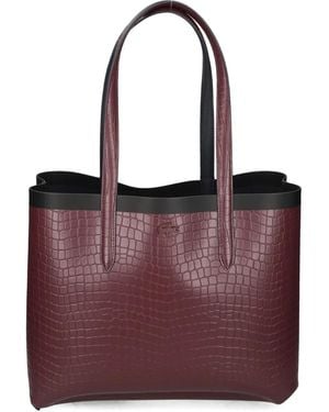 Lacoste Embossed Handle Tote Bag - Red
