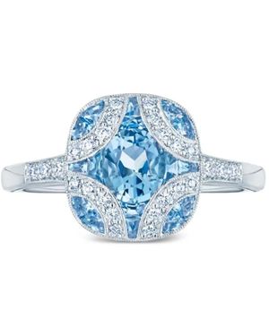 Kwiat Anillo Argyle en oro blanco de 18 ct con diamantes y aguamarina - Azul