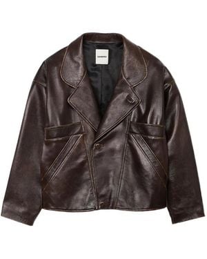 Sandro Oversized Leather Jacket - Black