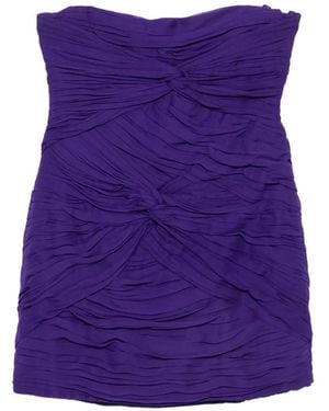 Blumarine Ruched Strapless Mini Dress - Purple