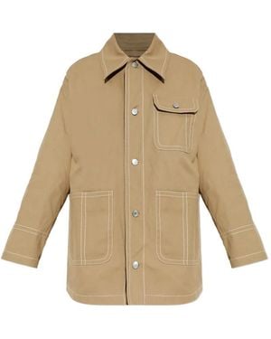 Ami Paris Contrast-Stitching Overshirt - Natural