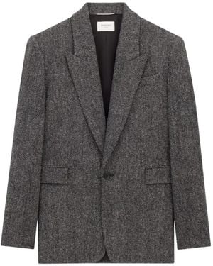 Saint Laurent Sakko mit Fischgrätenmuster - Grau