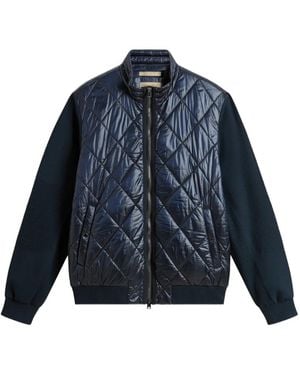 Woolrich Quilted Knit-Panel Jacket - Blue