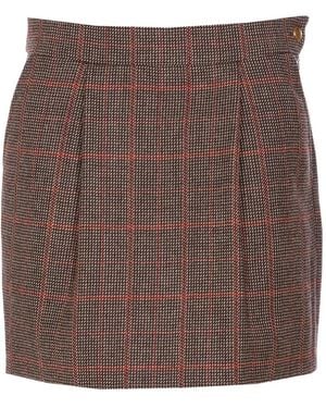 Chloé Plaid-Pattern Mini Skirt - Brown