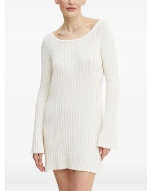 Pinko Ribbed Open-Back Mini Dress - White