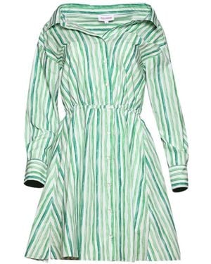 Rosie Assoulin Stripe-Pattern Off-Shoulder Dress - Green