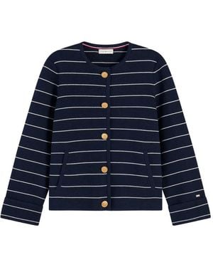 Tommy Hilfiger Horizontal-Stripe Button-Up Cardigan - Blue