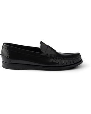 Prada Mocasines Con Acabado Cepillado - Negro