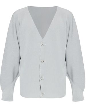 Homme Plissé Issey Miyake Pleated Button Cardigan - Grey