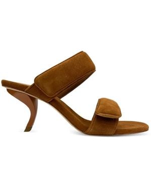 Gia Borghini Fumiko Touch-Strap Suede Sandals - Brown