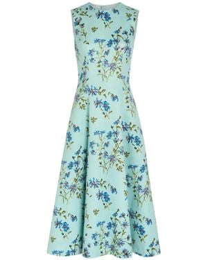 Emilia Wickstead Mara Magnolia-Print Sleeveless Midi Dress - Blue