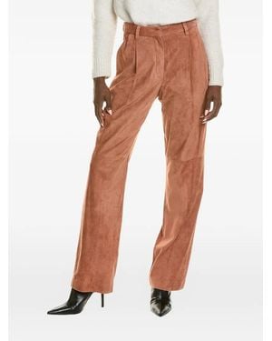 Brunello Cucinelli Suede Pleated Pants - Brown