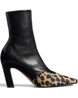 KHAITE 85mm Nevada Hyena-print Square Toe Boots - ブラック
