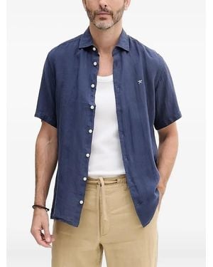 Hackett Short-Sleeved Linen Shirt - Blue