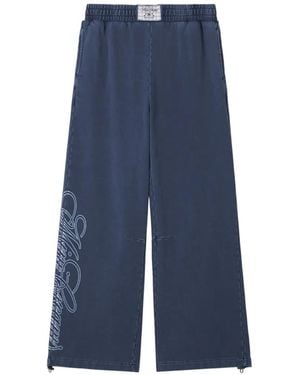Mini Cream Pantalones De Chándal Anchos Con Logo - Azul