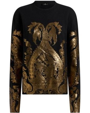 Etro Metallic-Print Sweater - Black