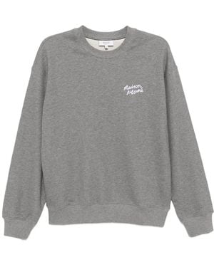 Maison Kitsuné Handwritten Embroidered Cotton Sweatshirt - Grey