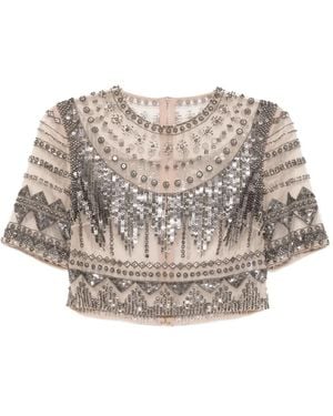 Elie Saab チュールアート クロップドトップ - ナチュラル