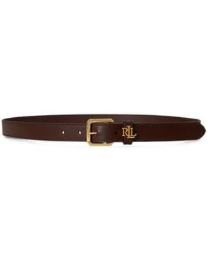 Ralph Lauren Logo-Keeper Leather Belt - White