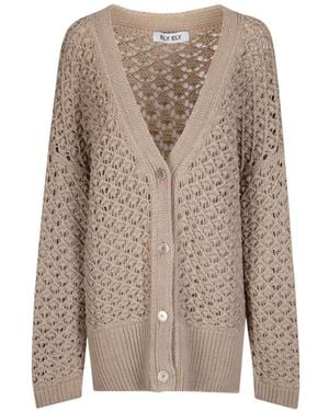 ELY ELY Cardigan Boutonné À Design Ajouré - Neutre