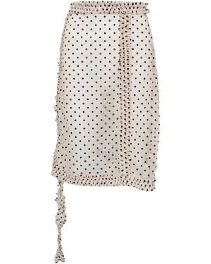ROKH Polka-Dot Midi Skirt - White