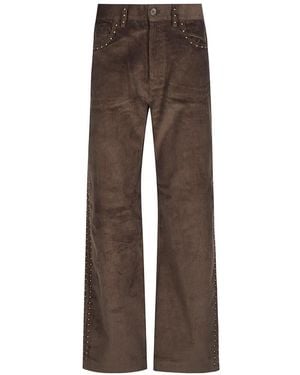 P.A.R.O.S.H. Stud-Embellished Corduroy Pants - Brown