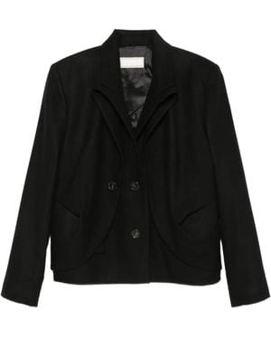 Litkovskaya Double-Breasted Layered-Detail Coat - Black