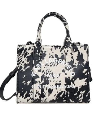 KARL LAGERFELD Animal-Print Logo-Print Tote Bag - Black