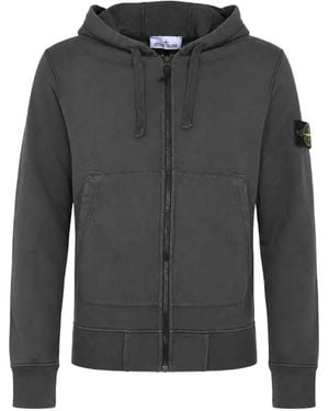 Stone Island Logo-Patch Raglan-Sleeve Hoodie - Grey