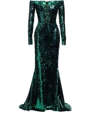 Elie Saab Embellished off-the-shoulder maxi dress - Grün