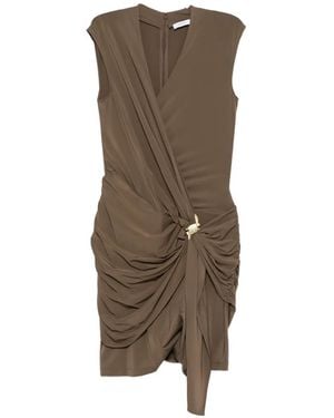 Ferragamo Knot-Detail Ruched Dress - Natural