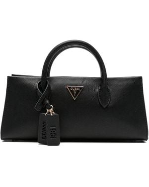 Guess Logo-Plaque Tote Bah - Black