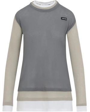 Miu Miu Layered Long-Sleeve Dress - Grey