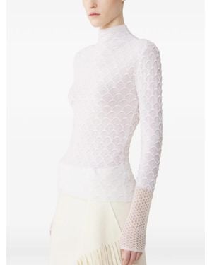 Lanvin Haut En Laine Et Mohair Mélangés À Col Montant - Blanc