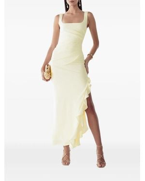 BWLDR Ruffled Gathered Asymmetric Dress - Natural