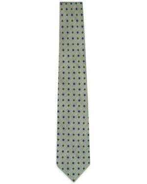 Kiton Geometric-Print Silk Tie - Green