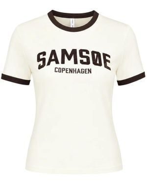 Samsøe & Samsøe Sabond Ss 15318 Logo-Print Ringer T-Shirt - Natural