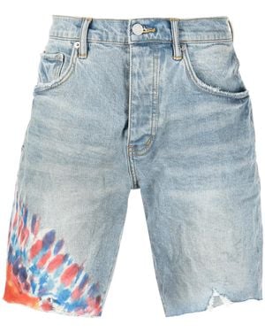 Purple Brand Tie-Dye Print Denim Shorts - Blue