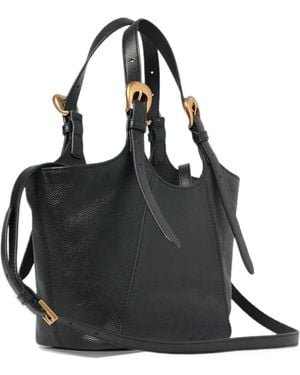 Twinset Buckle-Detail Pebbled Tote Bag - Black