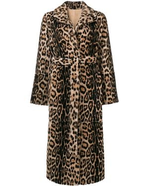 Yves Salomon Leopard Print Fur Coat - Black