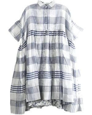 Péro Check-Pattern Tiered Midi Dress - Blue