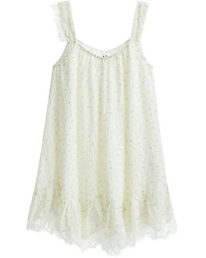 B+ AB Robe Fleurie Brodée De Dentelle - White