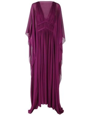 Alberta Ferretti Abito Creponne Gathered-Waist Draped Dress - Purple