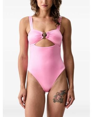 Kurt Geiger Eagle-Plaque Cut-Out Swimsuit - Pink